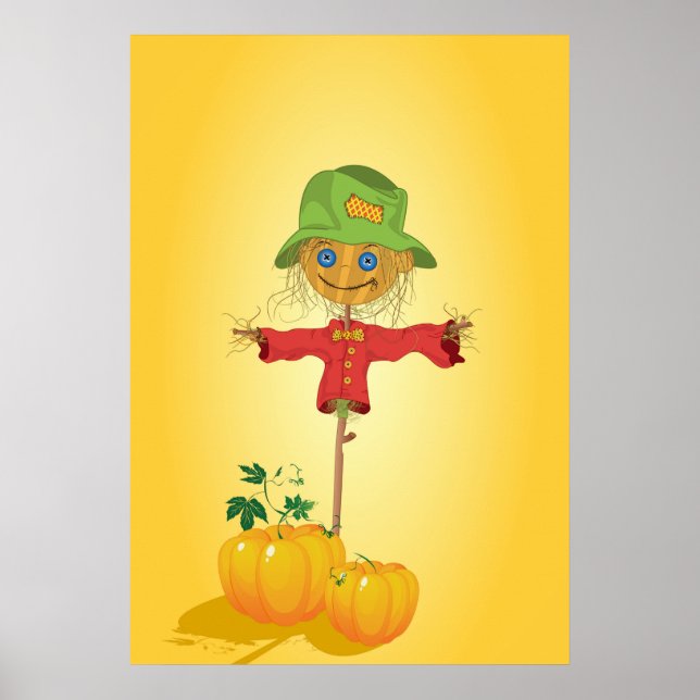 Poster Espantalho de Outono e Abóboras Colheita de Outono (Frente)