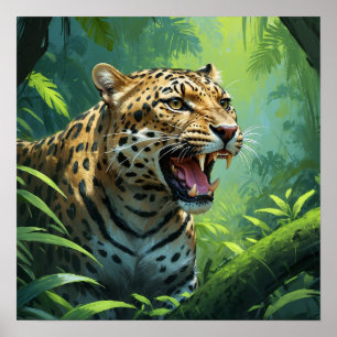 Poster Espantosa pintura de leopardo-rajante