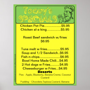 Poster especial de hoje do menu - fontes do