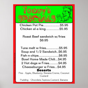 Poster Especial de hoje - suprimentos de restauran