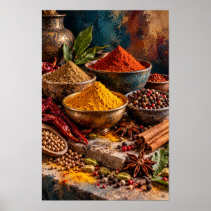 Poster Especiarias Coloridas e Ervas Aromáticas – Cozinha