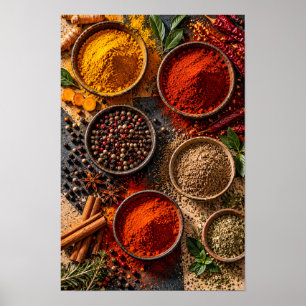 Poster Especiarias e Ervas Coloridas – Culinária de Cozin