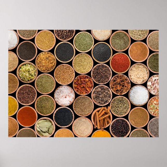 Poster Especiarias e ingredientes de comida (Frente)