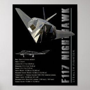 Poster Especificações do caça furtivo F-117 Nighthawk