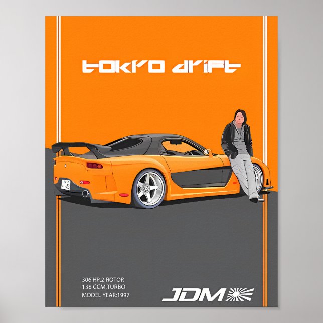 Poster Especificações do Mazda RX-7 FD3S 2-Rotor (Frente)