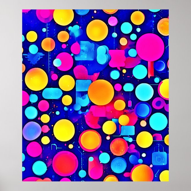 Poster Espectro dos círculos Abstrato coloridos (Frente)
