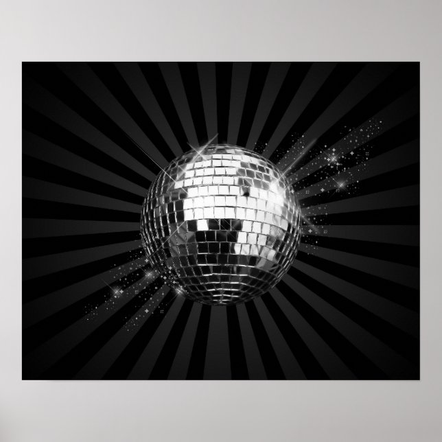 Poster Espelhamento de Disco em Preto (Frente)