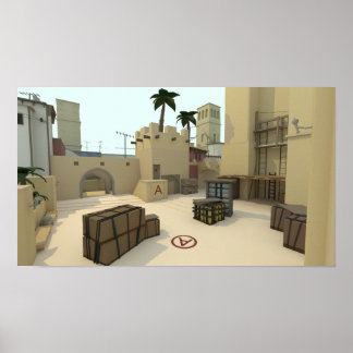 Poster Espelhamento de Mapa CSGO de Baixa Poly