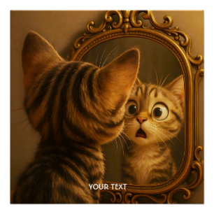 Pôster Espelho de Gato Surpreso Fantasia Fofa