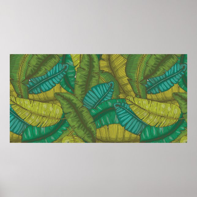 Poster Espelho sem costura com folhas de bananas / t (Frente)
