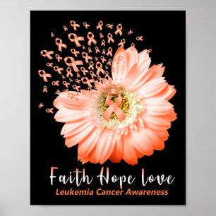 Poster Esperança amor, conscientização da leucemia laranj