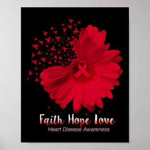 Poster Esperança amor doença cardíaca consciência girasso