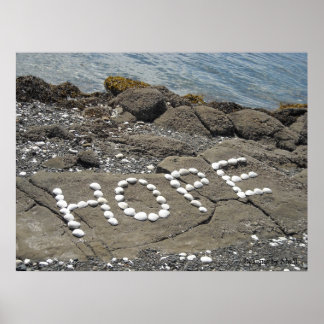 Poster Esperança - Arte de Conchas na Praia