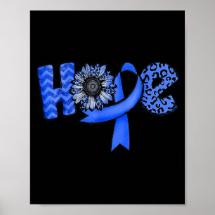 Poster Esperança Fita Azul Suower Câncer Colorretal de Có