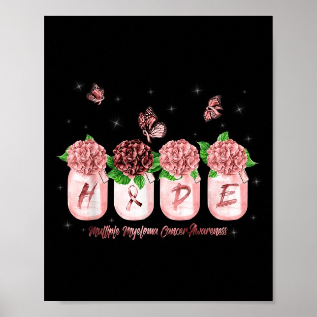Poster Esperança Hidrangea Flor Borboleta Múltiplo Mielom (Frente)