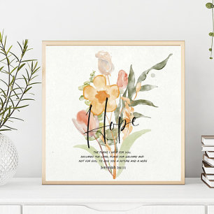 Poster Esperança-Jeremias 29:11 floral laranja