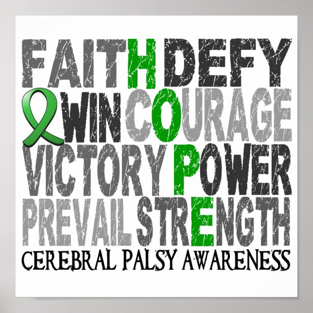 Pôster Esperança Palavra Colagem Cerebral Palsy (Frente)