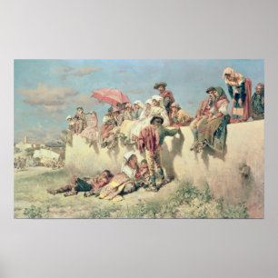 Pôster Esperando a bênção fora de Roma