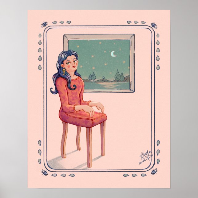 Poster Esperando Pela Tapeçaria De Prendar A Superfície D (Frente)