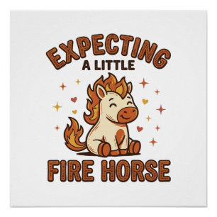 Pôster Esperando Um Pequeno Cavalo de Fogo Camisa de Bebê