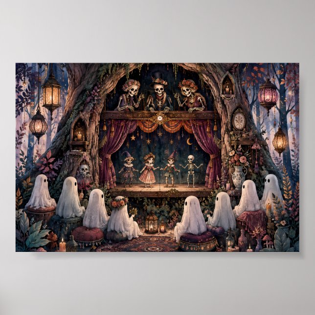 Poster Espetáculo de Marionetes de Esqueleto Gótico Aconc (Frente)