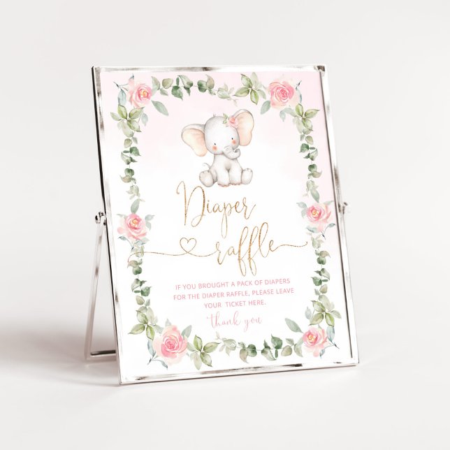 Poster Espingarda de fralda de elefante floral rosa (Criador carregado)