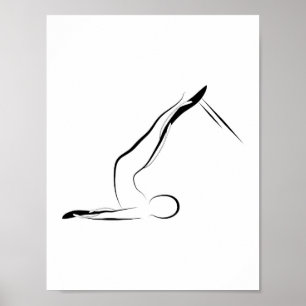 Poster Espinha do Short da pose de Pilates no reformista