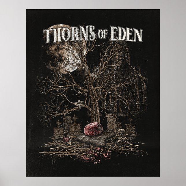 Poster Espinhos do Éden - Design de Streetwear Gótico (Frente)