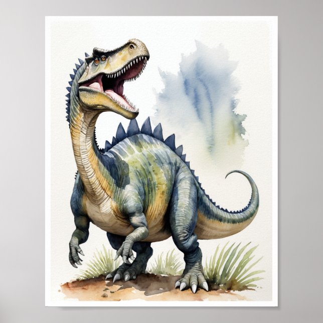 Poster Espinossauro Dinossaur Aquaur Home Decor WallArt (Frente)