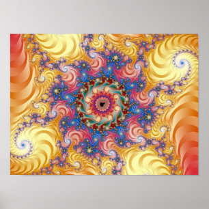 Poster Espirais Amarelas Coloridas Mandelbrot