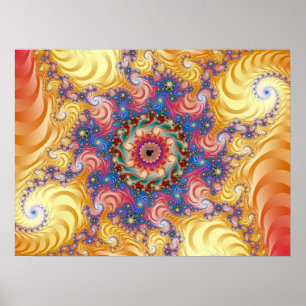 Poster Espirais Amarelos Coloridos Mandelbrot