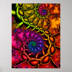 Poster Espirais Fractais Coloridas