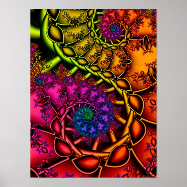 Poster Espirais Fractais Coloridas (Frente)