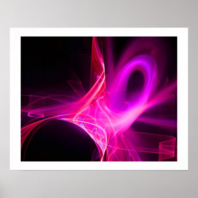 Pôster ESPIrais FRACTAIS EM ROXO ROSA FÚCSIA Abstrato (Frente)