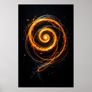Poster Espiral Abstrata de Energia Luminosa em Preto