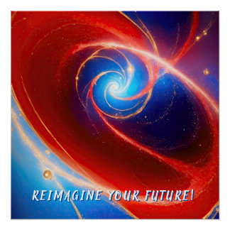 Pôster Espiral Cósmica Vermelha e Azul