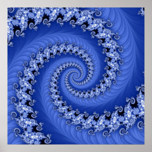 Poster espiral dobro azul do Fractal