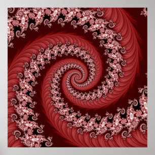 Poster espiral dobro vermelho do Fractal