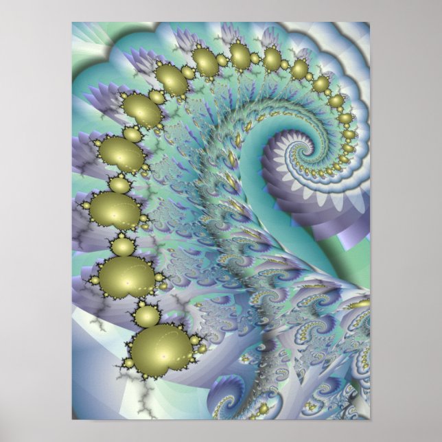 Poster Espiral Dourada de Mandelbrot (Frente)