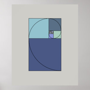 Poster Espiral dourada, espiral de Fibonacci, relação