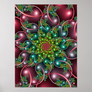 Poster Espiral Floral Borgonha