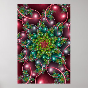 Poster Espiral Floral Borgonha