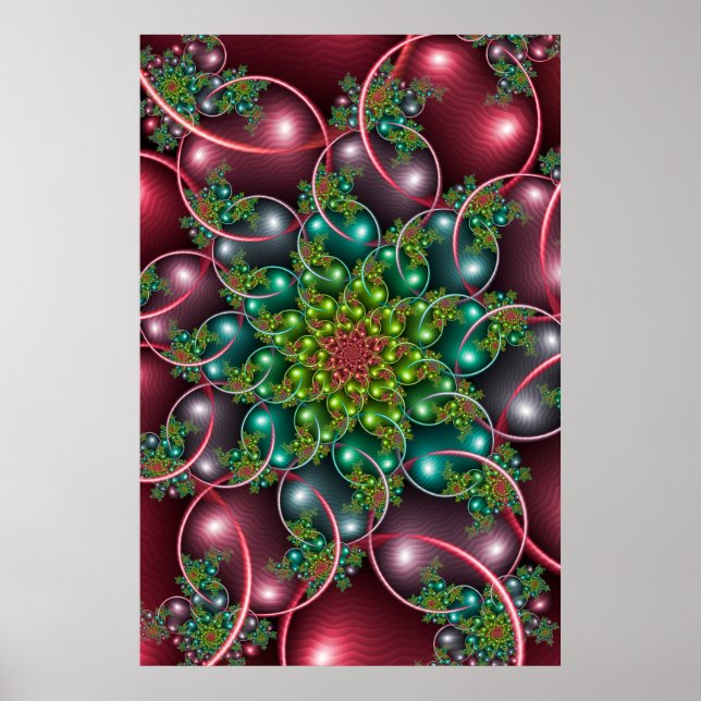 Poster Espiral Floral Borgonha (Frente)