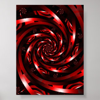 Poster Espiral Fractal Abstrato Carmesim