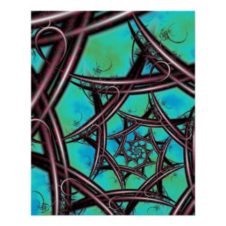 Pôster Espiral Fractal Estrela Cyberpunk