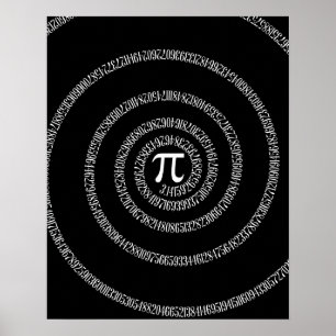 Poster Espiral para o Pi no preto contínuo
