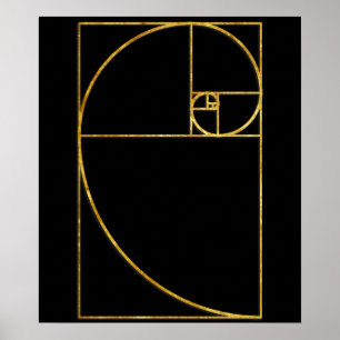 Poster Espiral sagrado de Fibonacci da relação dourada