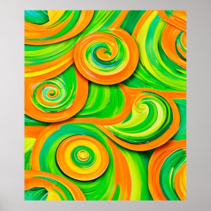 Poster Espiral Verde e Laranja