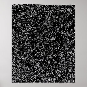 Poster Espírito abstrato preto e branco