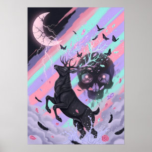 Poster Espírito de Cervo Místico Pastel Goth